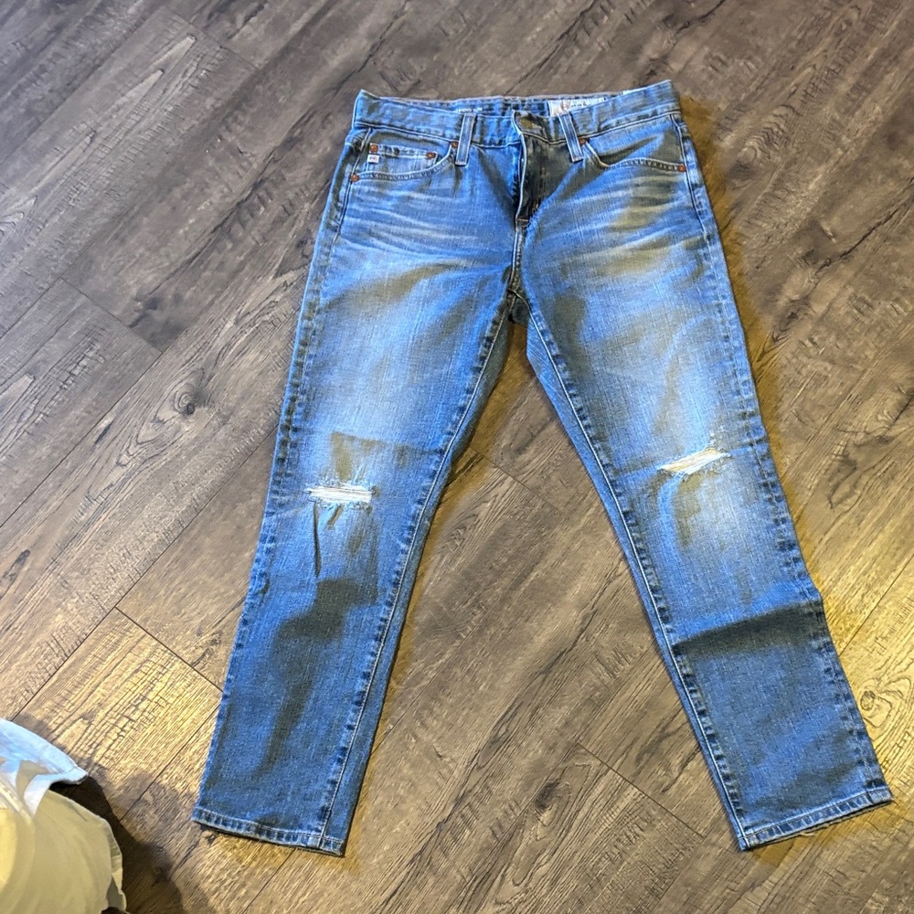 AG Adriano Goldschmied Distressed Blue Slim Jeans